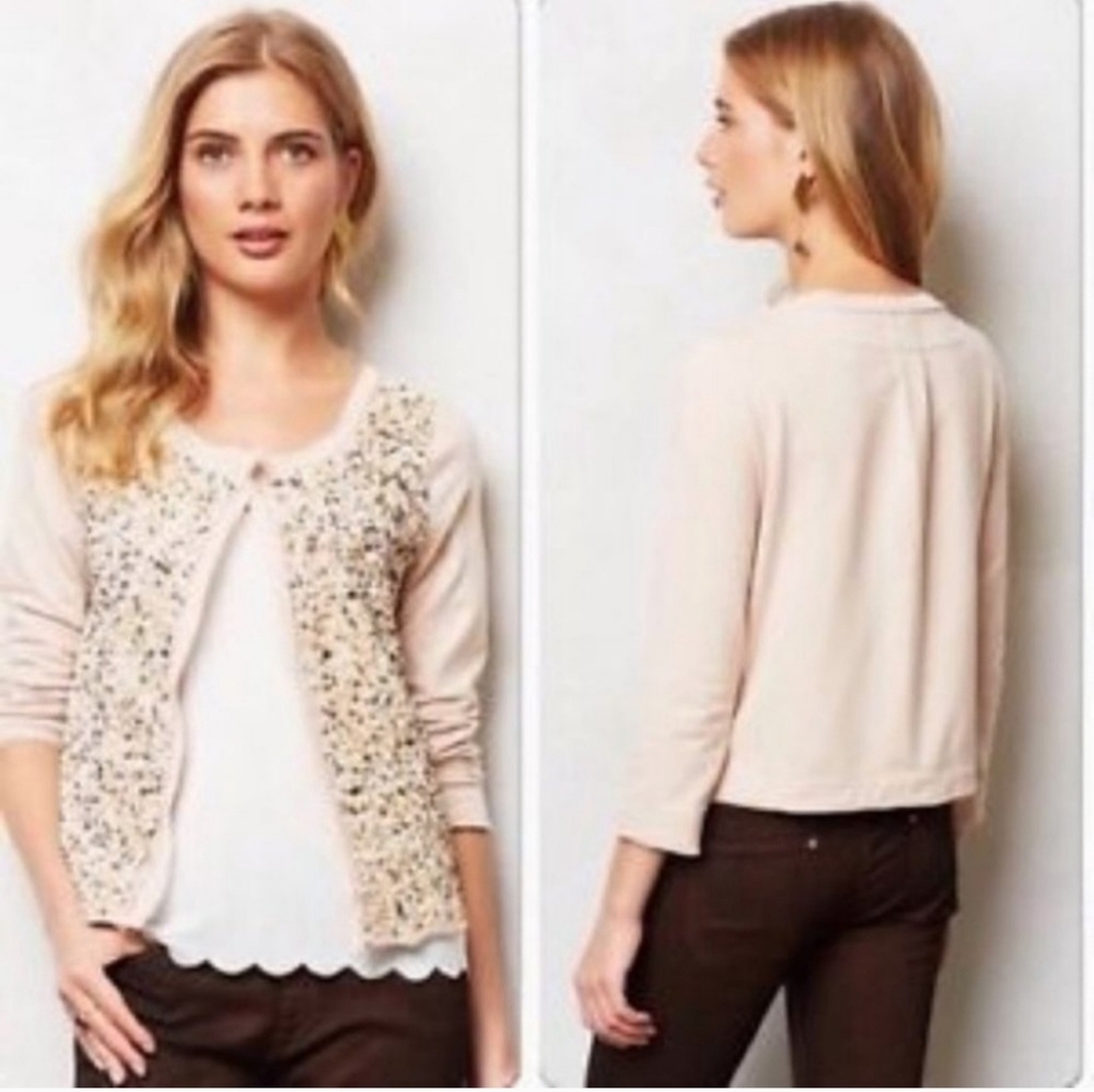 Anthropologie Postmark Paulette Beaded Cardigan Size extra‎ small XS sequins